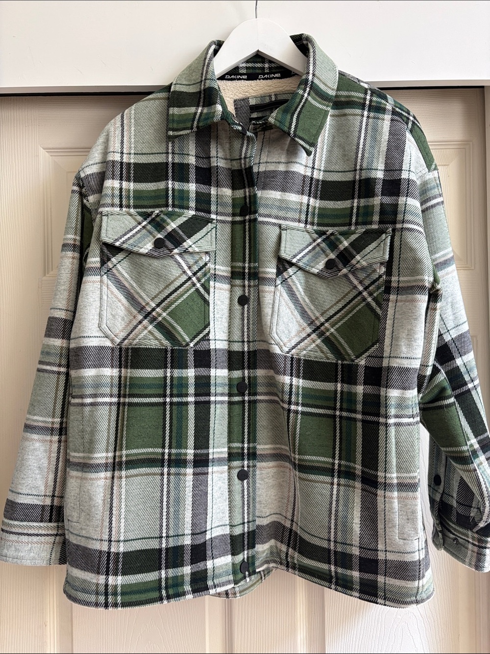 Dakine Green Cream Plaid Button-Front Jacket